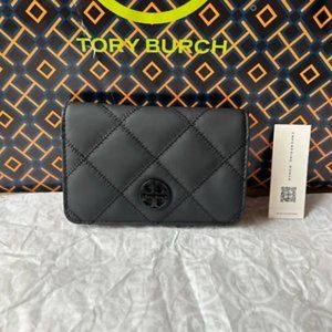 EUC Tory Burch Women Willa Matte Medium Wallet Black